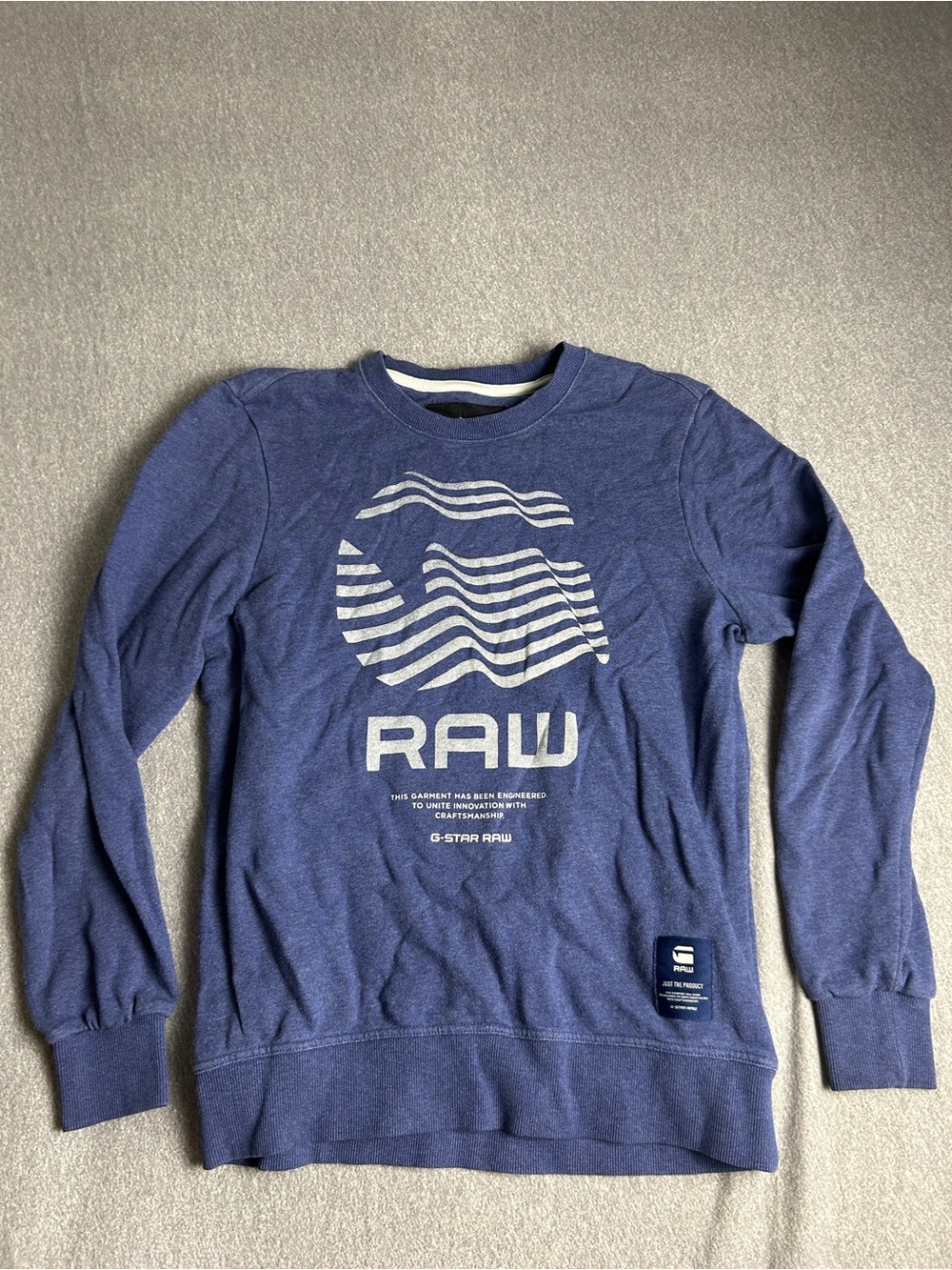 G-Star Blue Crewneck Sweatshirt with White Graphic size Medium